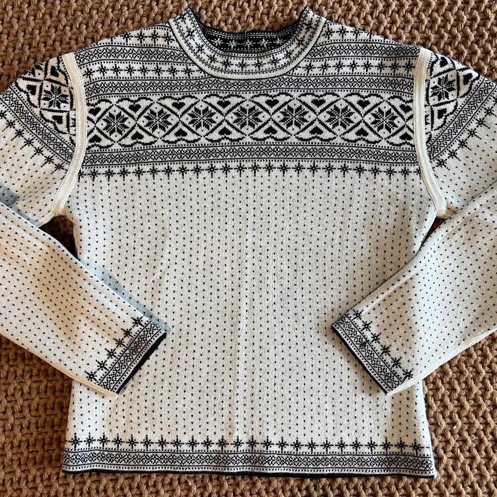 Vintage Women's Nordic Style Cotton Winter Ski Sweater Size Small